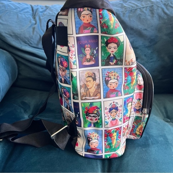 FRIDA KAHLO CARICATURE PORTRAIT LARGE BACKPACK NWOT - Picture 3 of 6
